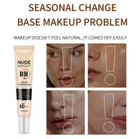 LYNTYAOU BB Cream Foundation, Even Skin Tone Color Correcting Cream Moisturizing Concealer Makeup Base, Lightweight Foundation Anti-Redness Silky Smoothing Foundation (Natural)