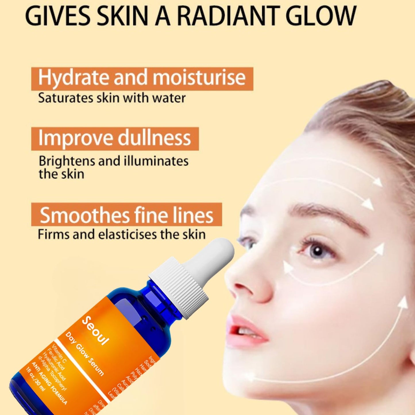 IZBEAUVO Korean Skin Care 20% Vitamin C Serum with Hyaluronic Acid & CE Ferulic Acid – Anti-Aging Face Serum for Glowing Skin, Reduce Wrinkles & Dark Spots (60ML, Vitamin C)