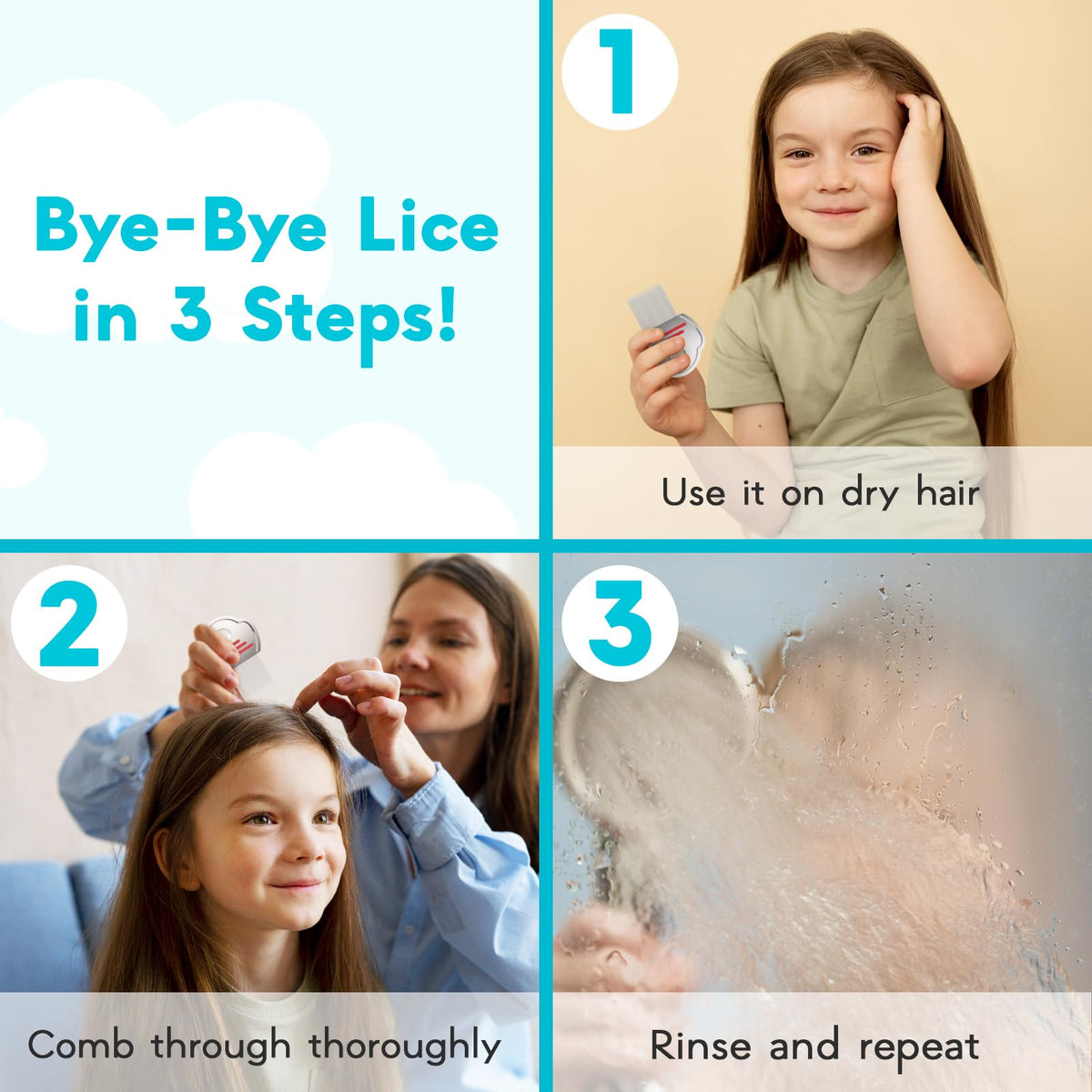 Adamson Lice Comb Duo - Stainless Steel Lice Comb for Kids x 2 - Effective Nit Comb - Lice Combs for Thick Hair - Durable and Easy to Clean - Red and Blue Set