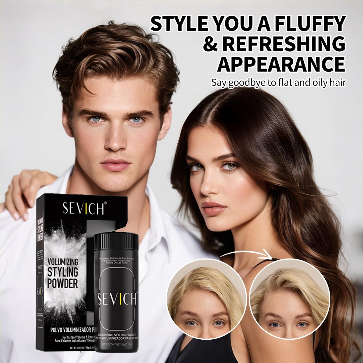 SEVICH Sevich Hair Styling Powder For Men & Women,Texture Powder Natural Look - Easy To Apply Volumizing Hair 0.28Oz/8g