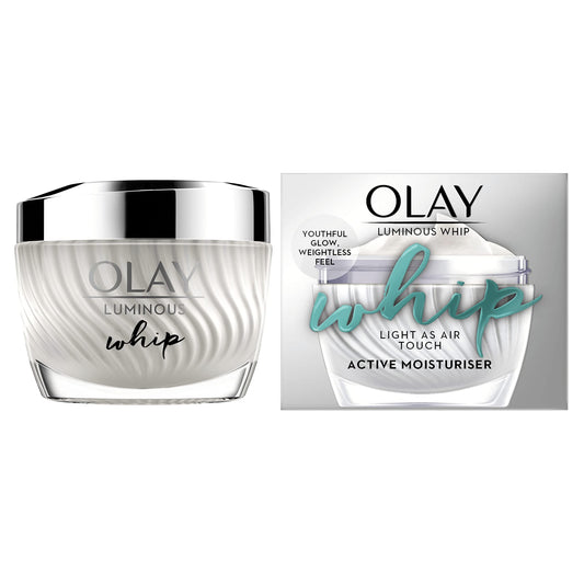 Olay Luminous Whip Moisturiser 50ml, 2 in 1 Face Cream & Primer with Niacinamide, Light as Air for a Healthy Glow