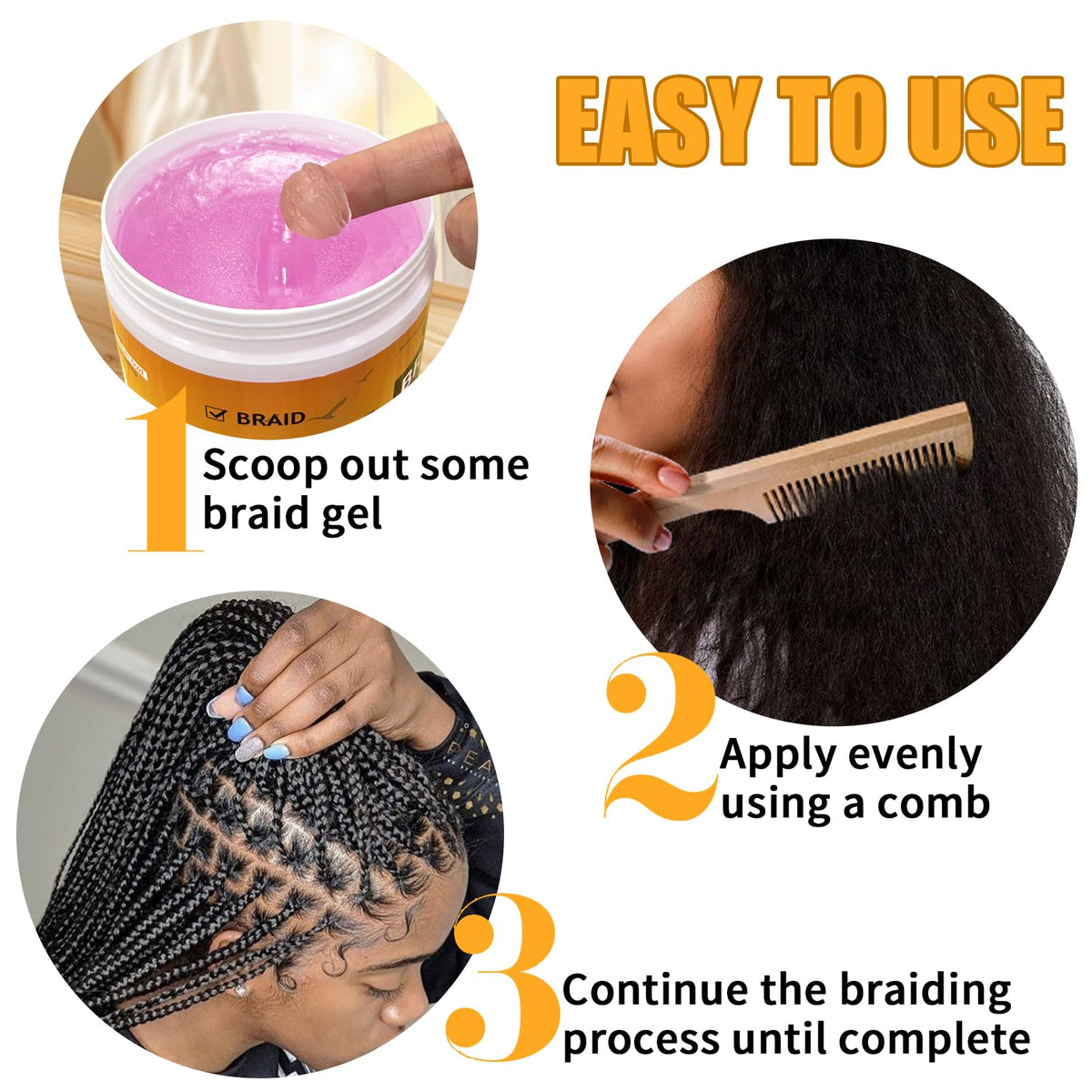 WOZUTUNT 16 OZ Large Capacity Family Pack Smoothing Braiding Gel for Twist, Locs, Braids, Edge Control, Cornrows - Strong Hold, No Flake, Tames Frizz, No Alcohol, Easy to Use Twist and Lock Gel