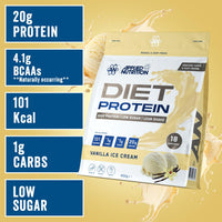 Applied Nutrition Diet Whey - High Protein Powder Supplement, Low Carb & Sugar, for Weight Management with CLA, L Carnitine, Green Tea (450g - 18 Servings) (Vanilla)