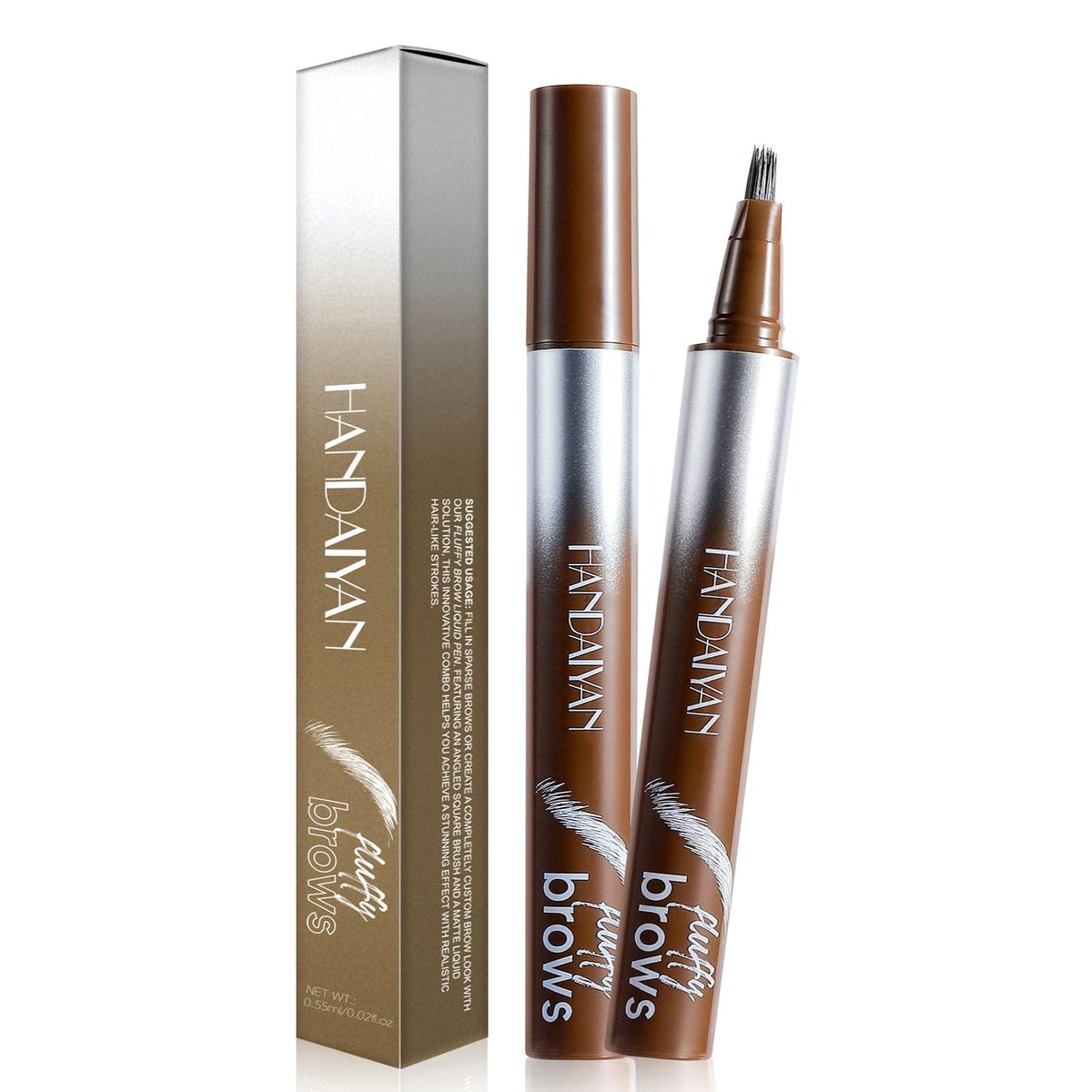 HQDA Magic Liquid Eyebrow Pen & Brow-Fection Angled Brush Eyebrow Pencil – Waterproof, Long-Lasting for Natural-Looking Full Brows (# 04)