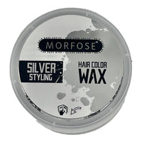 MORFOSE Hair Colour Wax, silver, 100 ml,Temporary Hair Dye Wash In Wash Out, Coloured Hair Wax Kids Instant Styling, Hair Colour Pomade Washable for Men, Women, Party, Cosplay (100 ml, Silver)