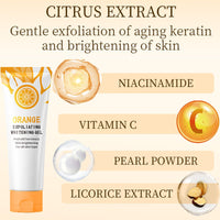 QUIWEN Orange Face Exfoliator Gel Vitamin C Exfoliating Face Scrub Mild Deep Exfoliating Face Wash Orange Exfoliating Gel for Brightening Skin,Soft Your Skin and Remove Dead Skin For Smooth & Radiant