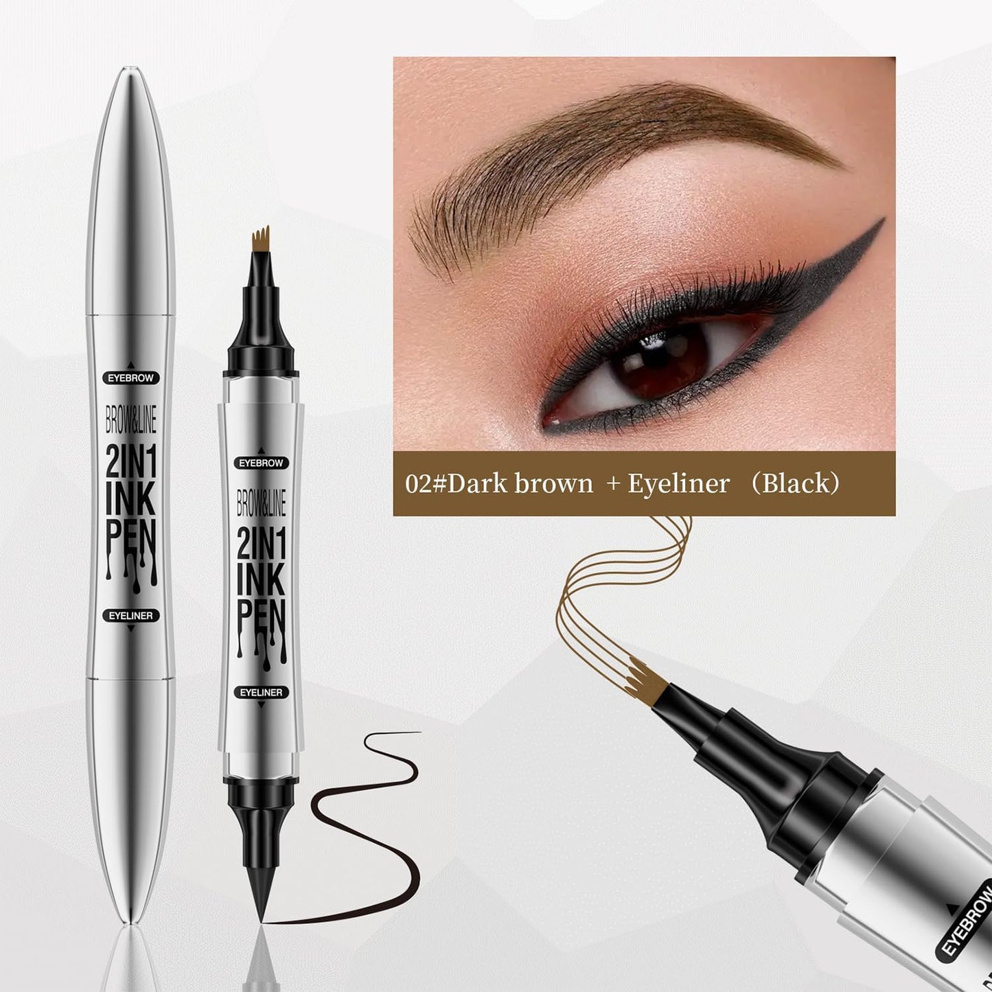 L0famy Eyebrow Pencil, Eyebrows Pen With 4-Fork-Tip & Precise Brush-Tip, 2-in-1 Waterproof Eyebrow Pencil And Eyeliner, Create Natural Hair Like Strokes, Waterproof Eyebrows Pencils For All-Day-Wear