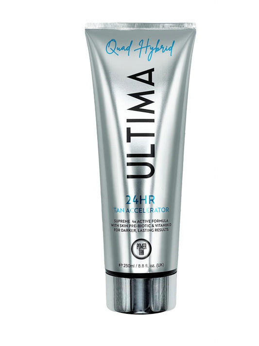 Power Tan Ultima Quad Hybrid Sunbed Tanning Accelerator Cream – DHA Free, Vitamin D & Beta Carotene, Fast Dark Tan, Tingle-Free, Prebiotic Skin Booster | 250 ml 