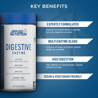 Applied Nutrition Digestive Enzyme - Vegan Digestive Enzymes Capsules, with Lactase, Protease, Amylase, Aids Digestion of Carbohydrates, Lactose, Proteins, Fats, for Flatulence Control (60 Servings)