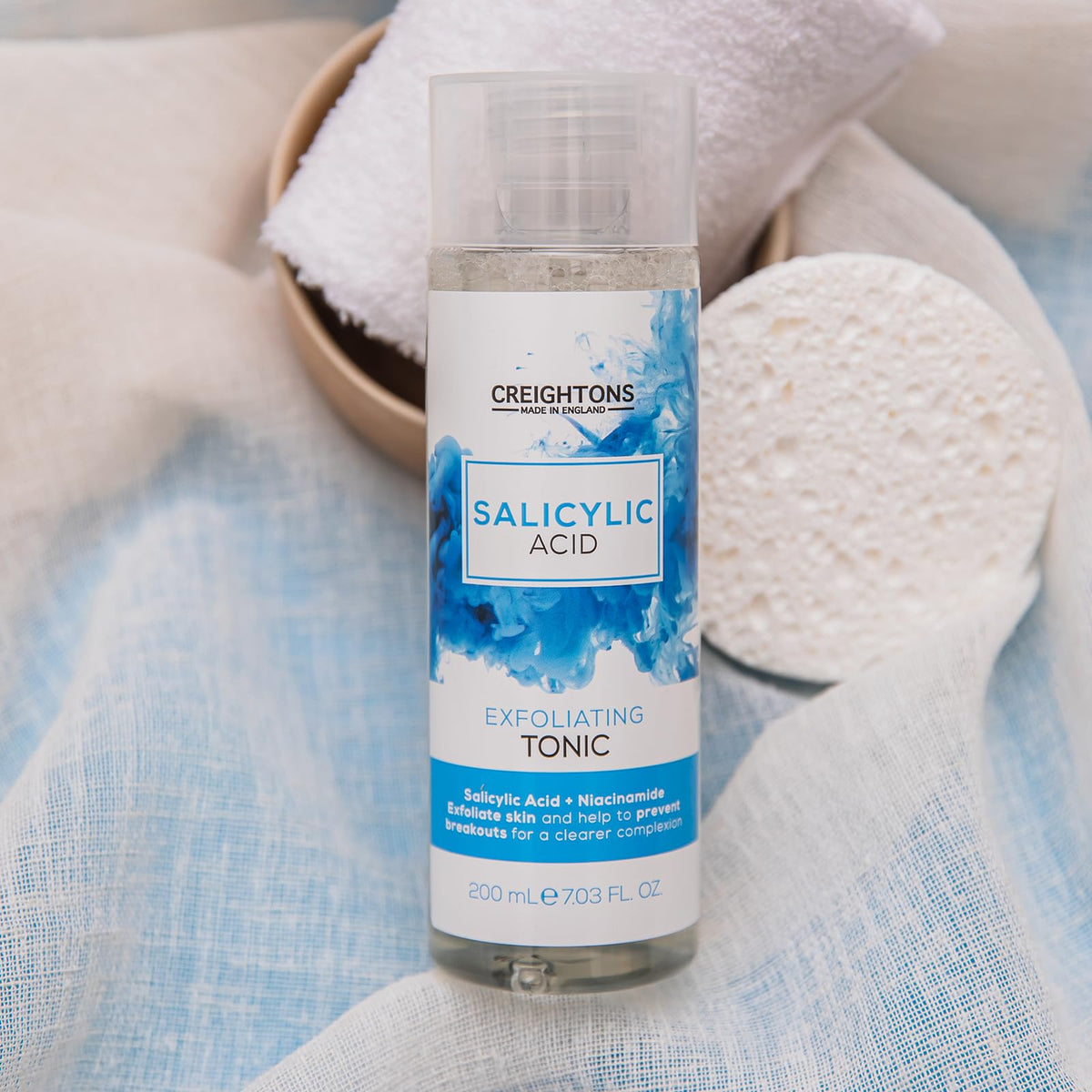 Creightons Salicylic Acid Exfoliating Tonic 200ml – Reduces Blemishes, Uneven Skin Tone & Texture | 1% Salicylic Acid & 1% Niacinamide | Dermatologically Tested, Vegan & Cruelty-Free