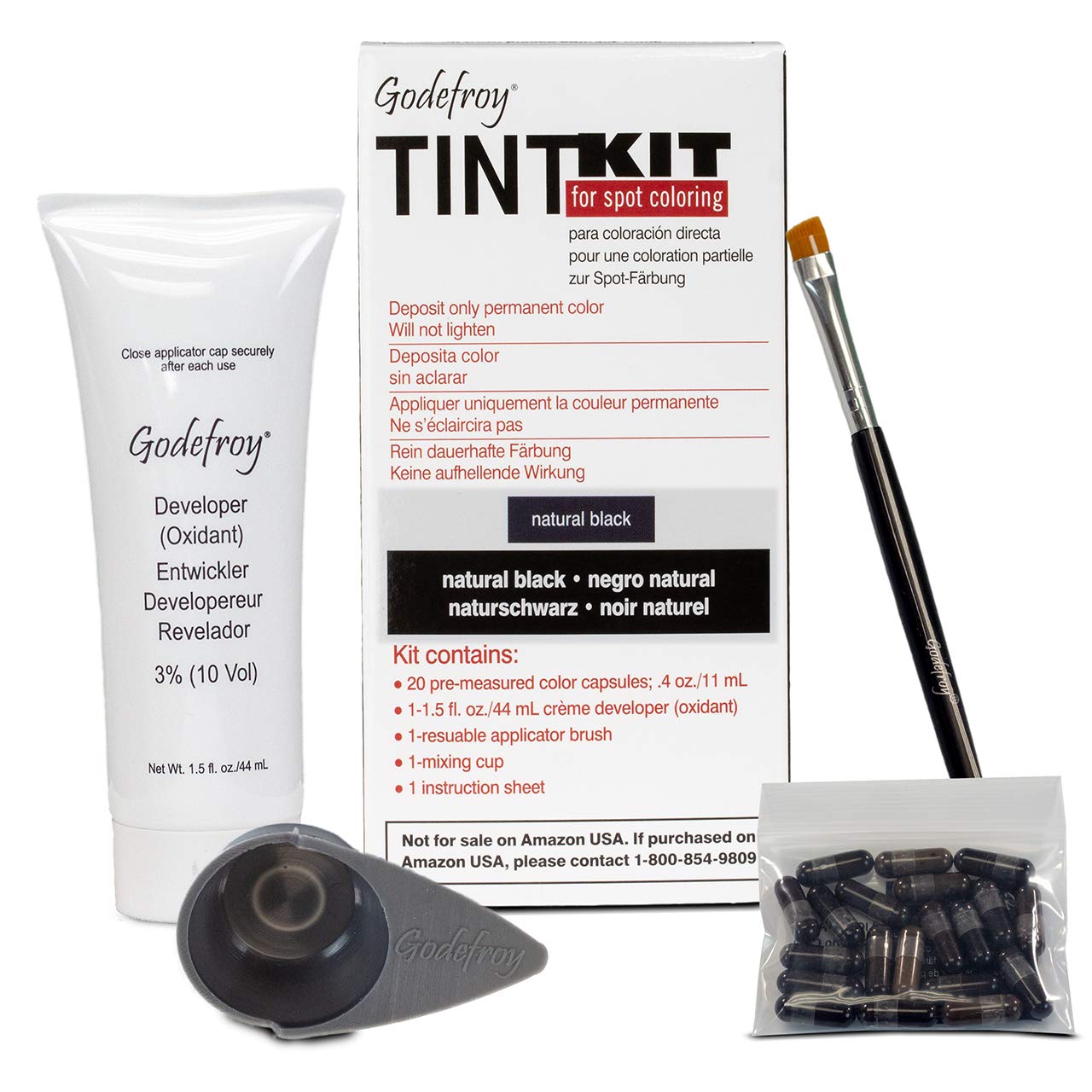 Godefroy Tint Eyebrow and Beard Color for Professionals - 20 Applications (Natural Black)