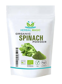 Herbal Magic's Organic Spinach Powder Green Superfood for Smoothies,Juice, Baking Free from Fillers & preservatives of&G Organic Certified (100g (Pack of 1))