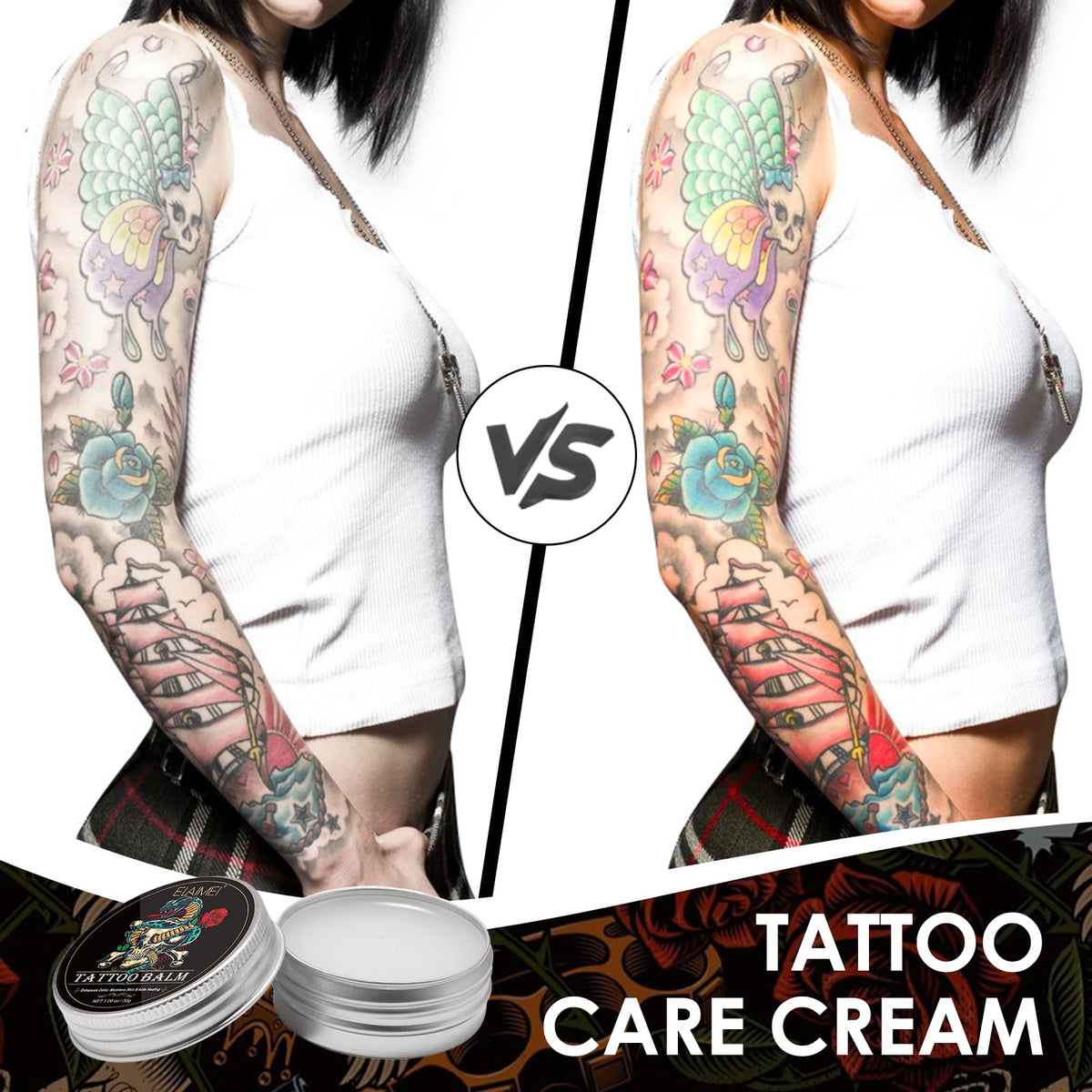 Fuitke Tattoo Aftercare Butter Cream, 1.06 oz Natural Organic Moisturizer Healing Color Enhance No-Petroleum Lotion Promotes Ink Protects Safe Old New Tattoo Balm for Daily Maintenance(30g)