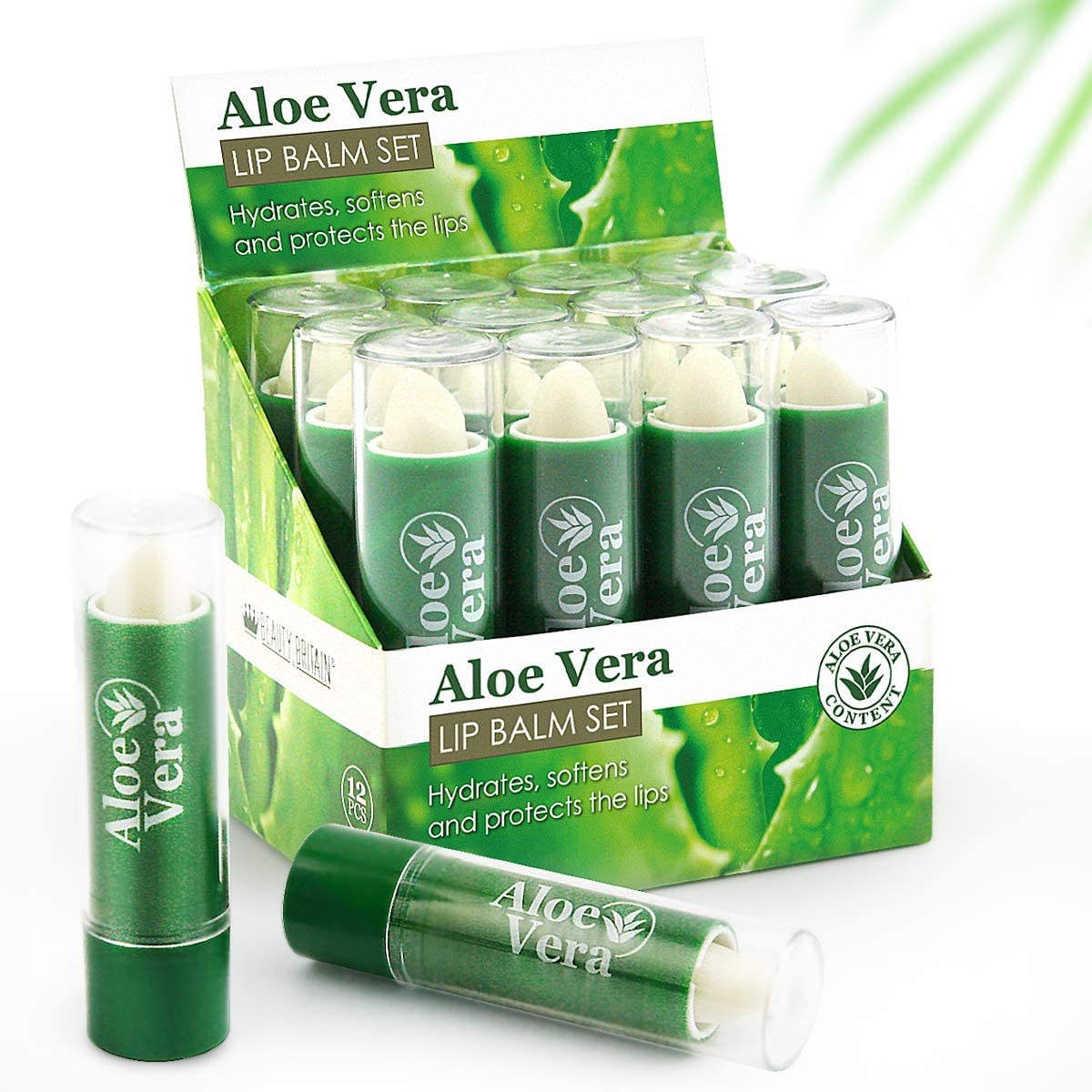 Beauty4Britain 36 x Lip Balm Aloe Vera Full Size 3 Boxes x 12 pcs Wholesale Unisex UK Seller