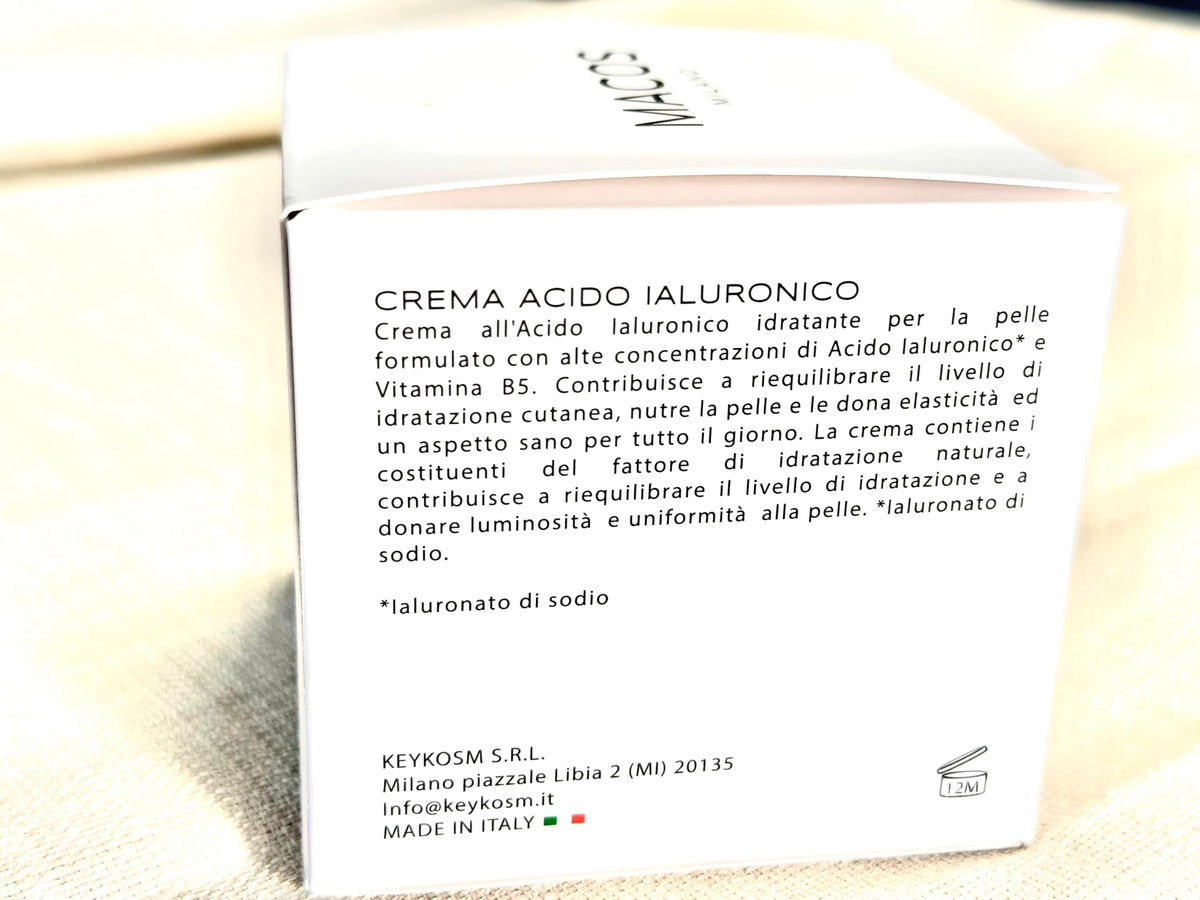 MACOS MILANO Hyaluronic Acid Face Cream 50 ml – Anti-Aging Moisturizer, Day Treatment for Dry and Sensitive Skin, Wrinkle Reduction, Natural Formula