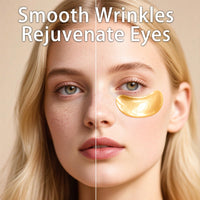 24K Gold Eye Mask, Collagen Eye Patches, Under Eye Gel Patches, Eye Masks for Puffy Eyes Dark Circles Bags Wrinkles Remover for Adults Women Men, Hydrating, Golden Pads 60PCS