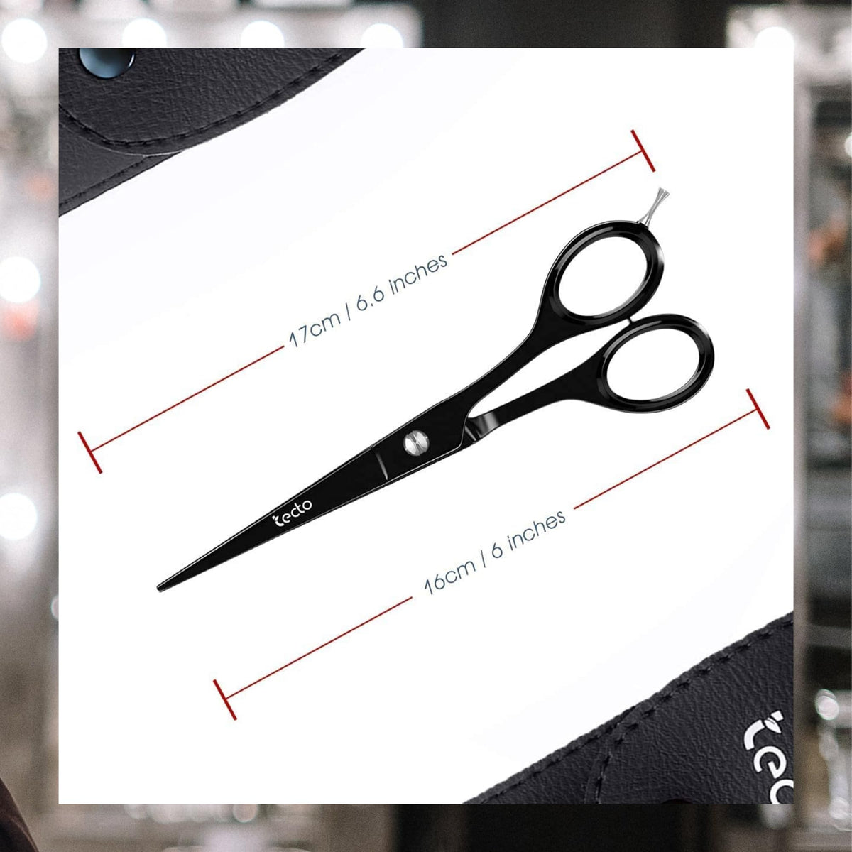 Tecto 6" Hair Dressing Scissors Sharp, Hair Cutting Scissor for Professional, Hairdressers Barbers Stainless Steel Hair Cutting Shears, Sharp Hair Scissors for Women, Men, Children and Adults (Black)