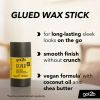 got2b Glued Wax Stick 50g, Long-Lasting Styling Wax Stick, Clear Hair Wax Stick for Slick Looks On the Go, Non-Greasy Hair Pomade to Tame Flyaways, Strong Hold, Vegan Formula*