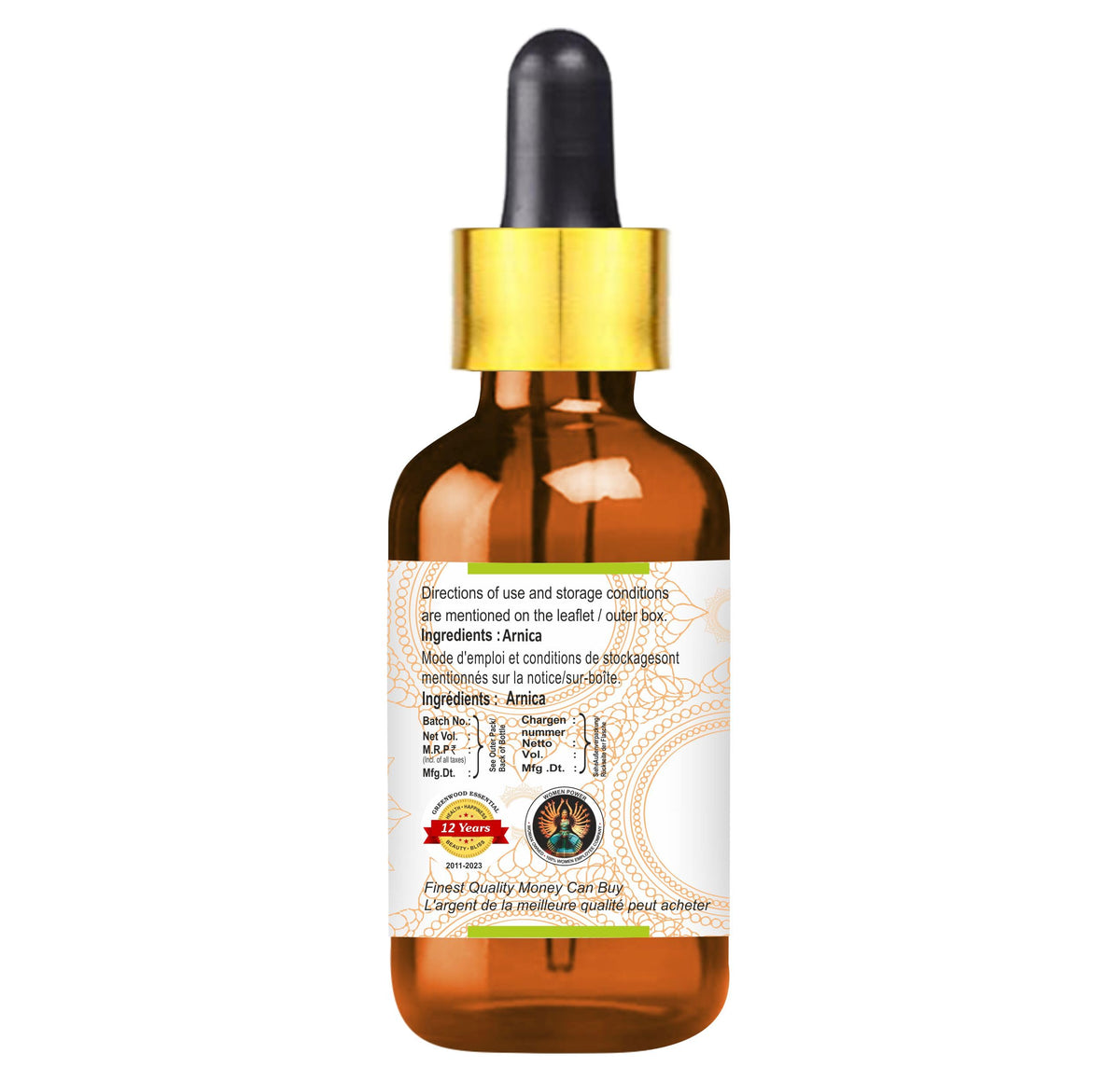 Greenwood Essential Pure Arnica Oil (Arnica montana) with Glass Dropper for Skin & Hair 100ml x 2 (6.76 oz)