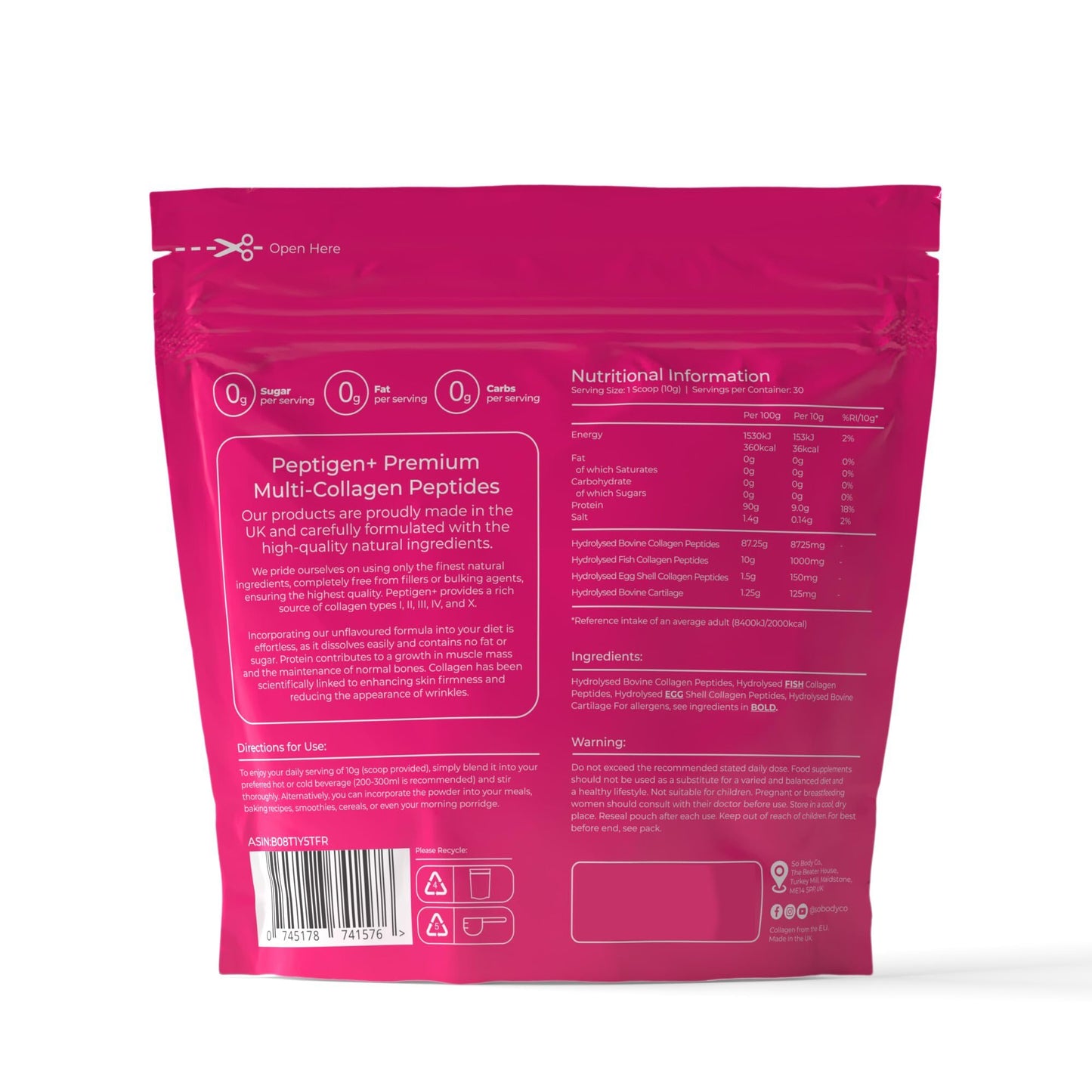 So Body Co SoBodyCo Premium Collagen Supplements for Women & Men, 5 Types of Collagen Powder, Peptigen, Collagen Peptides, Marine Collagen, Hydrolysate Powder, Multi-Collagen, 90 Days Supply, Peptigen