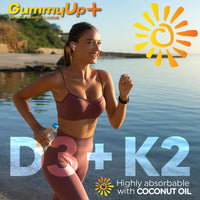 Vitamin D3+K2+Calcium Gummies High Strength Sunshine Gummies | 2 Months Supply | Natural Orange Flavoured Sugar Free Vegetarian Gummies by Gummyup+