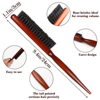 Nazeauf Teasing Hair Brush - 1Pack Back Combing Brush - Back Hair Brush - Boar Bristle Hair Brush with Tail Handle, Professional Teasing Hair Brush, for Wet Curly Hair or Damaged Hair Reducing Hair Breakage