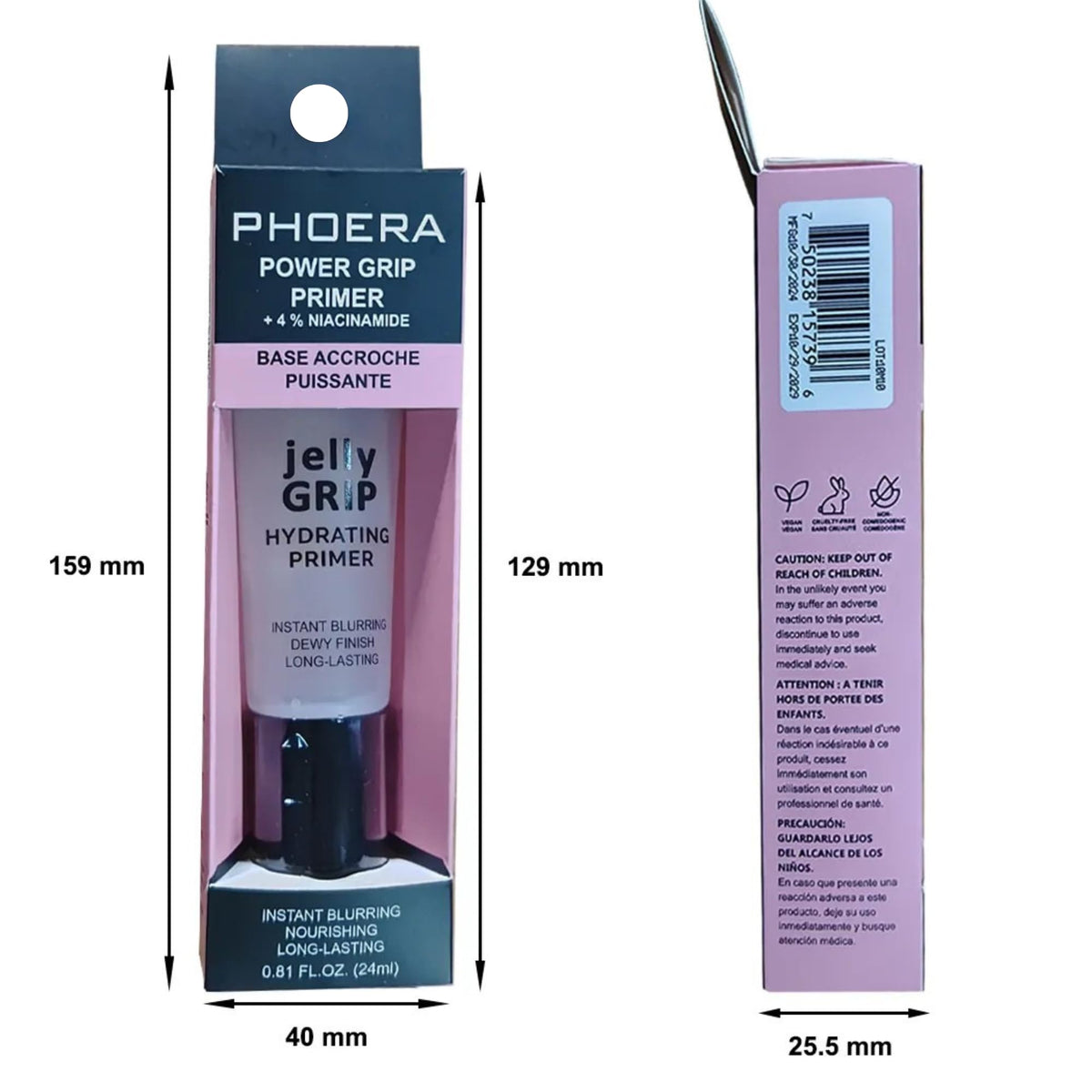 Noble Gifts Power Grip Primer, Sticky Gel Based & Hydrating Face Primer for Smoothing Skin & Gripping Makeup, Moisturises and Primes, Brightens and Evens Skin Tone, Clear for all Skin Tones, 24ml (Pink, 24ml)