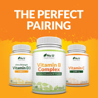 Vitamin B Complex High Strength - 180 Vegan Tablets - 6 Month Supply - Contains All 8 B Vitamins in 1 Tablet - Vitamins B1, B2, B3, B5, B6, B12, Biotin & Folic Acid - Nu U Nutrition