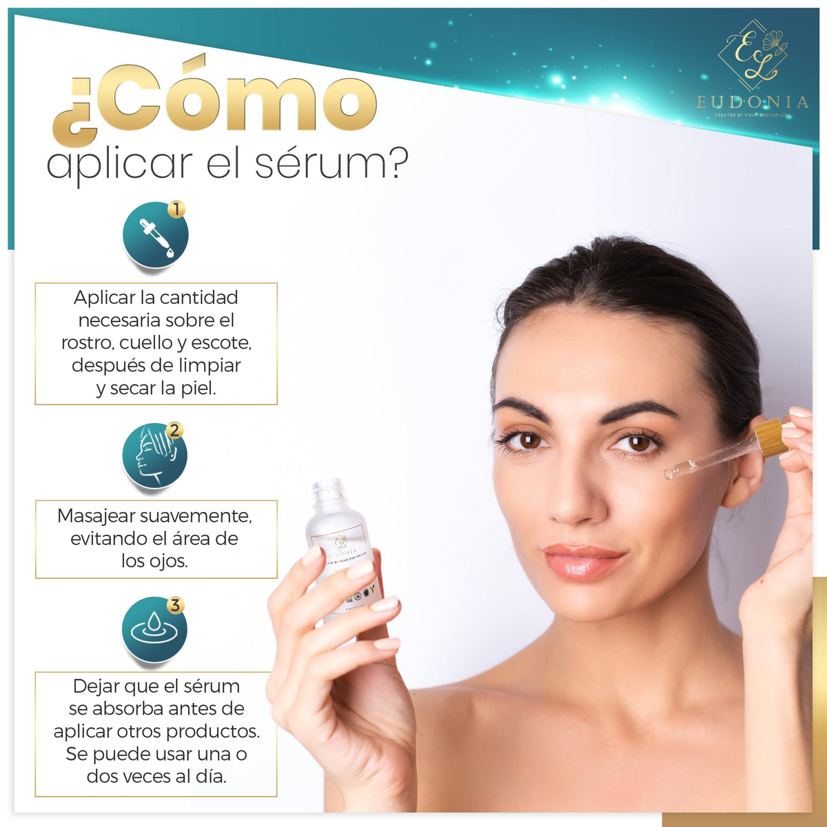 EL EUDONIA CREATED BY YOUR DOCTOR LINA EUDONIA 2% Pure Hyaluronic Acid Serum – High and Low Molecular Weight, Protects and Penetrates Deep into the Skin – Hydrates and Softens, Promotes Elasticity – Ecological, Paraben and Sulfate Free, 30