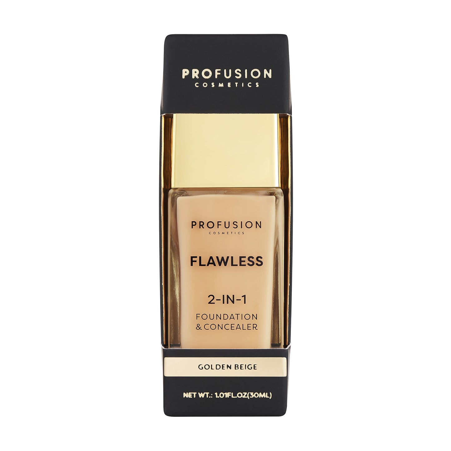Profusion Cosmetics 2-In-1 Foundation and Concealer for Medium Skin Tone, Flawless Full Coverage and Matte Finish with Convenient Solution for Achieving Polished Look - Golden Beige