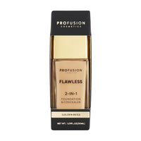 Profusion Cosmetics 2-In-1 Foundation and Concealer for Medium Skin Tone, Flawless Full Coverage and Matte Finish with Convenient Solution for Achieving Polished Look - Golden Beige