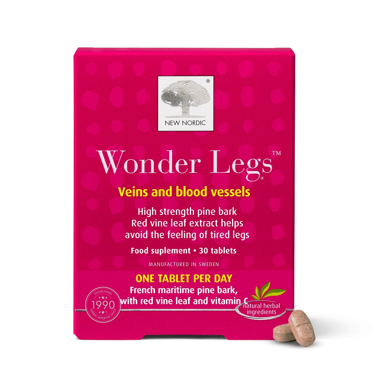 New Nordic Ltd New Nordic Wonder Legs, High-Strength Pine Bark & Red Vine Leaf Extract with Vitamin C, Supports Normal Circulation & Vein Function, 30 Tablets