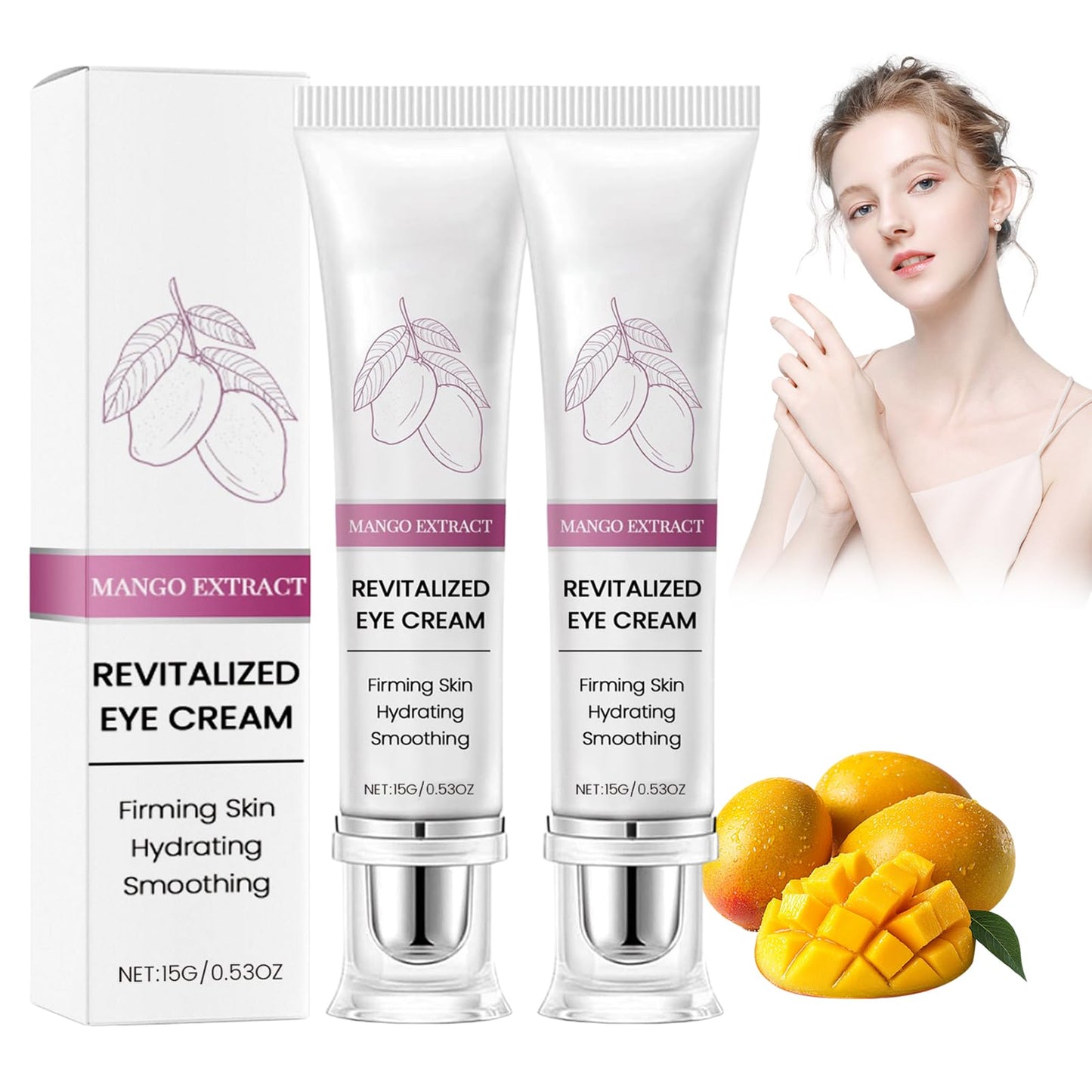 GMHLLES Mango Revitalize Eye Cream,Mango Activating And Firming Eyecream Ffirming Eyelift Serum Moisturizing Wrinkles Eyecreams Repair Dark Circles and Eye Bags （2PCS ）