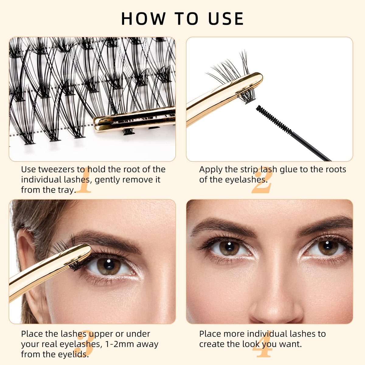 240Pcs Individual Lashes QUEWEL Cluster Lashes Individual Lash Extension 20D+30D D Curl Lashes Cluster DIY Look Like Eyelash Extensions Mix8-14mm at Home(20D+30D 0.07D MIX8-14mm)