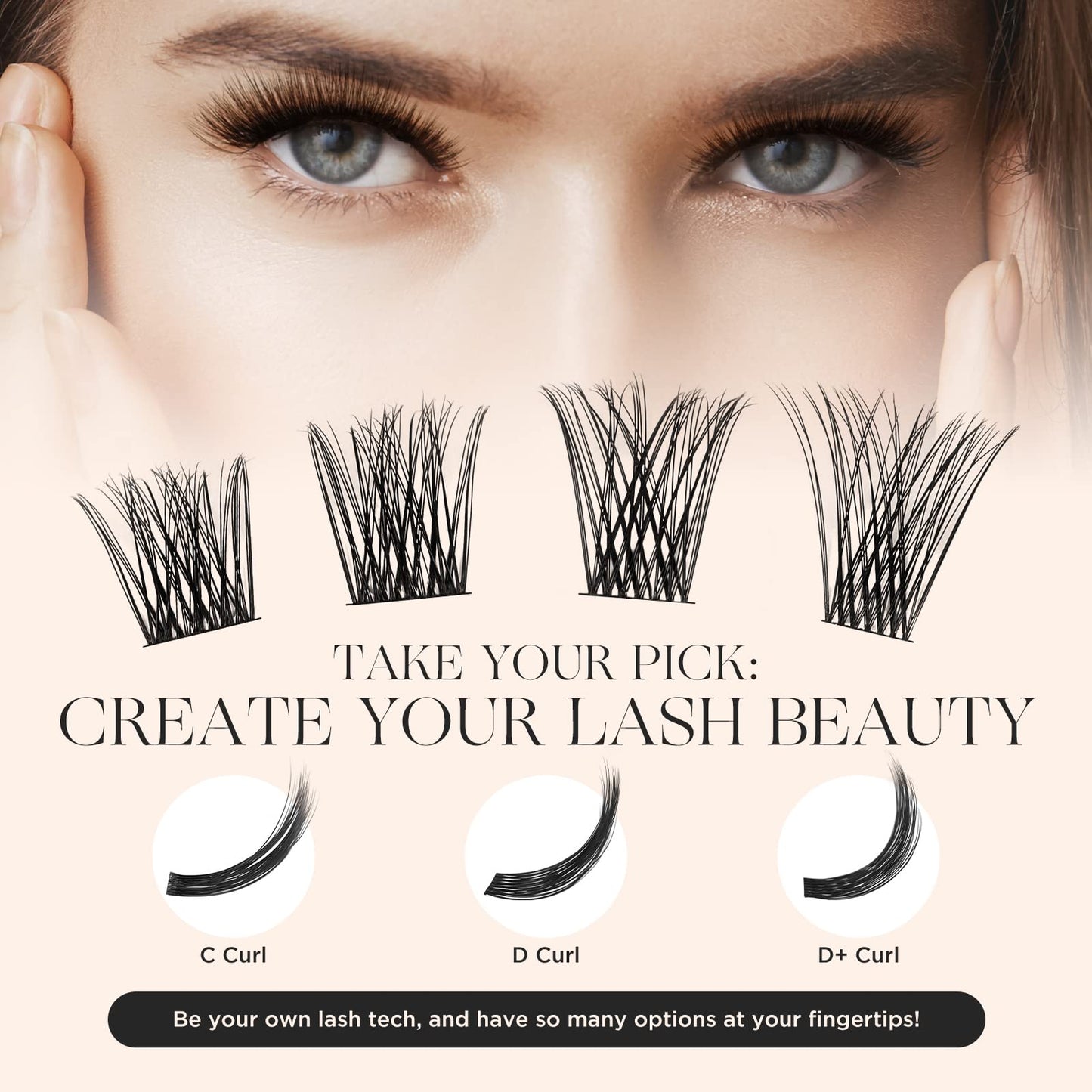 LASHVIEW Lash Clusters 144 Pcs Cluster Lashes DIY Cluster Eyelash Extensions Mega Volume Reusable Individual Lashes Cluster Volume Look Super Thin Band & Soft(Volume,D-10-16mix)