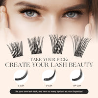 LASHVIEW Lash Clusters 144 Pcs Cluster Lashes DIY Cluster Eyelash Extensions Mega Volume Reusable Individual Lashes Cluster Volume Look Super Thin Band & Soft(Volume,D+-10-16mix)
