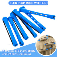 Honicemar 60 Pcs Perm Rollers Set for Long & Short Hair - 0.35 Inch Small Cold Wave Rods, DIY Curling Tools for Natural Hairstyles, Hair Curling Rods for Home or Salon Styling