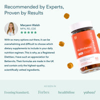 Bettervits Multivitamin Gummies with Zinc and Iodine | Immune Support & Energy with Gummy Vitamins A, B3, B6, C, D, E, Biotin | Chewable Multivitamins for Women, Men and Adults | 60 Gummies