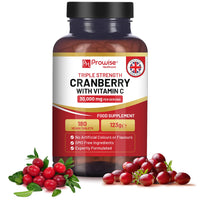 PH PROWISE Healthcare Triple Strength Cranberry 30,000mg Added with Vitamin C - 180 Vegan Tablets I UTI Support for Women I Easy to Swallow Tablets I Made in The UK by Prowise Healthcare