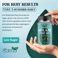 Cheroline Shilajit Sea Moss and Ashwagandha Gummies 1500mg Per Serving, Enriched with 60% Fulvic Acid & 85+ Trace Minerals, High Strength Complex for Energy, More Convenient Than Resin (60 Count (Pack of 1))
