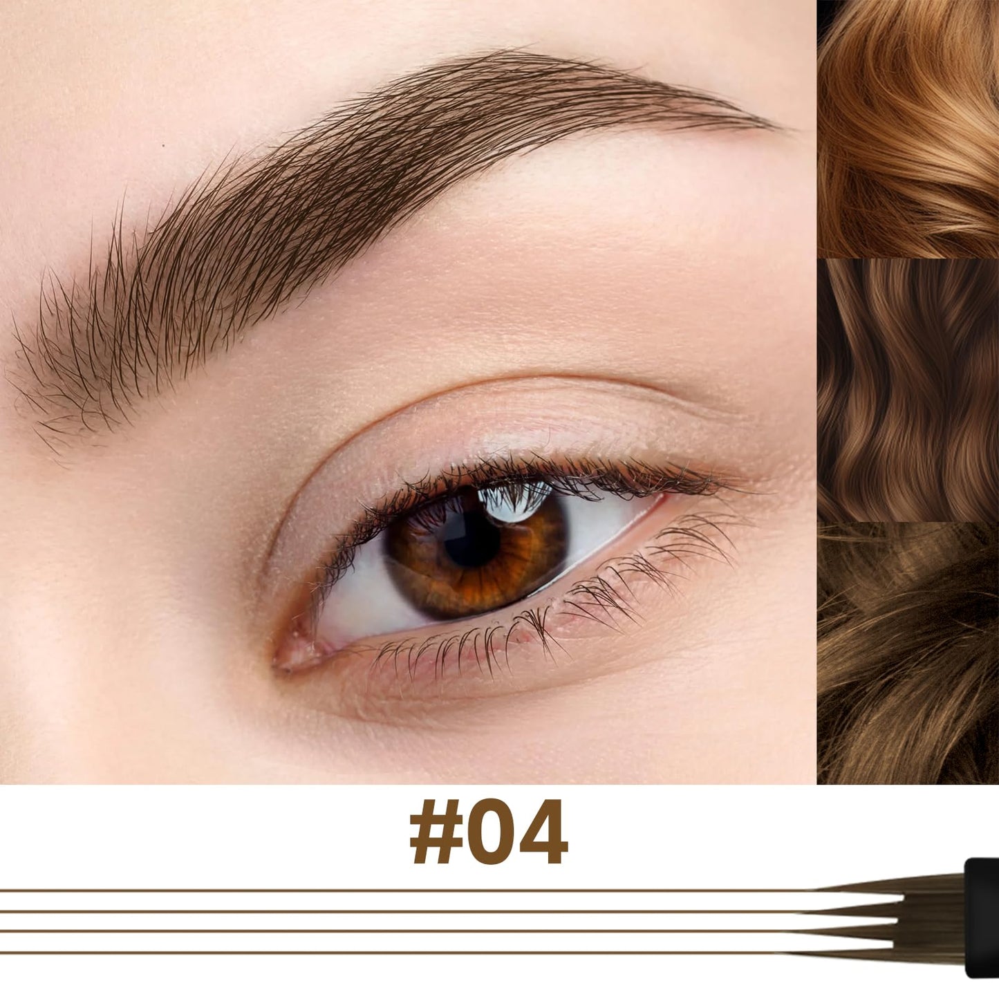 Apooliy Microblading Eyebrow Pen，Waterproof Eye Brow Pencils with 4 Fork Tip，Create Natural Hair-Like Brows, Last All-Day,Dark Brown
