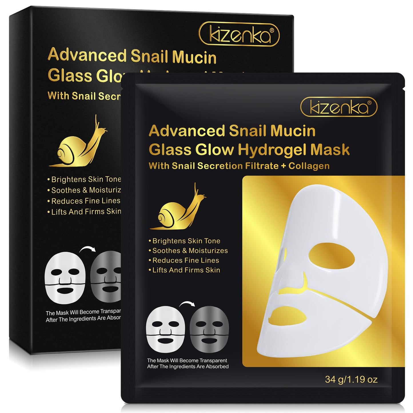 MXCZBSM Snail Mucin Face Masks,6 Pack Snail Collagen Face Mask,Snail Serum Face Mask Promote Elastin Production,Strengthen The Skin Barrier,Leaving You With Firmer And Smoother Skin