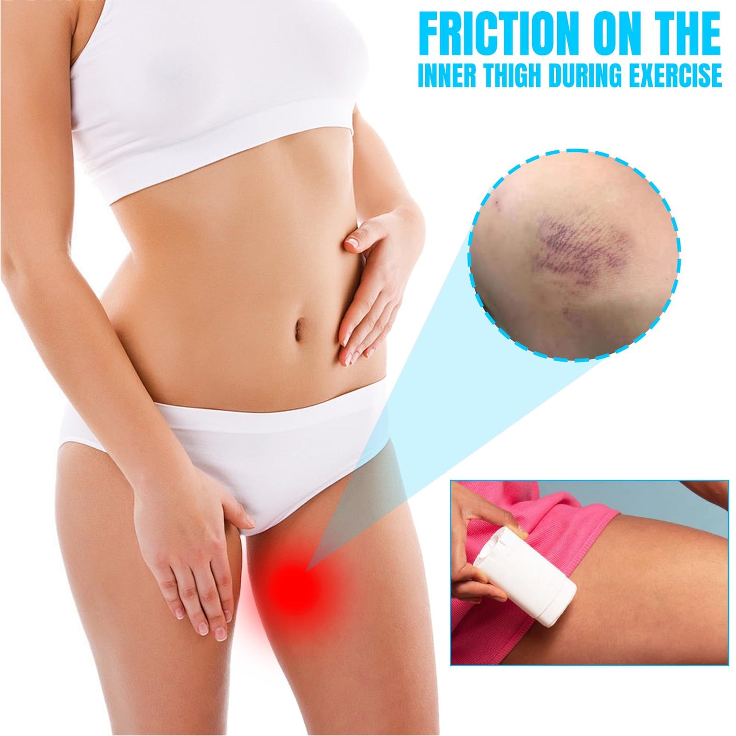 Leogony 3PCS Anti Chafing Cream, Waterproof Anti Chafe Stick, for Heel,Lower Arm,Legs,Skin Protection, Thigh Rescue