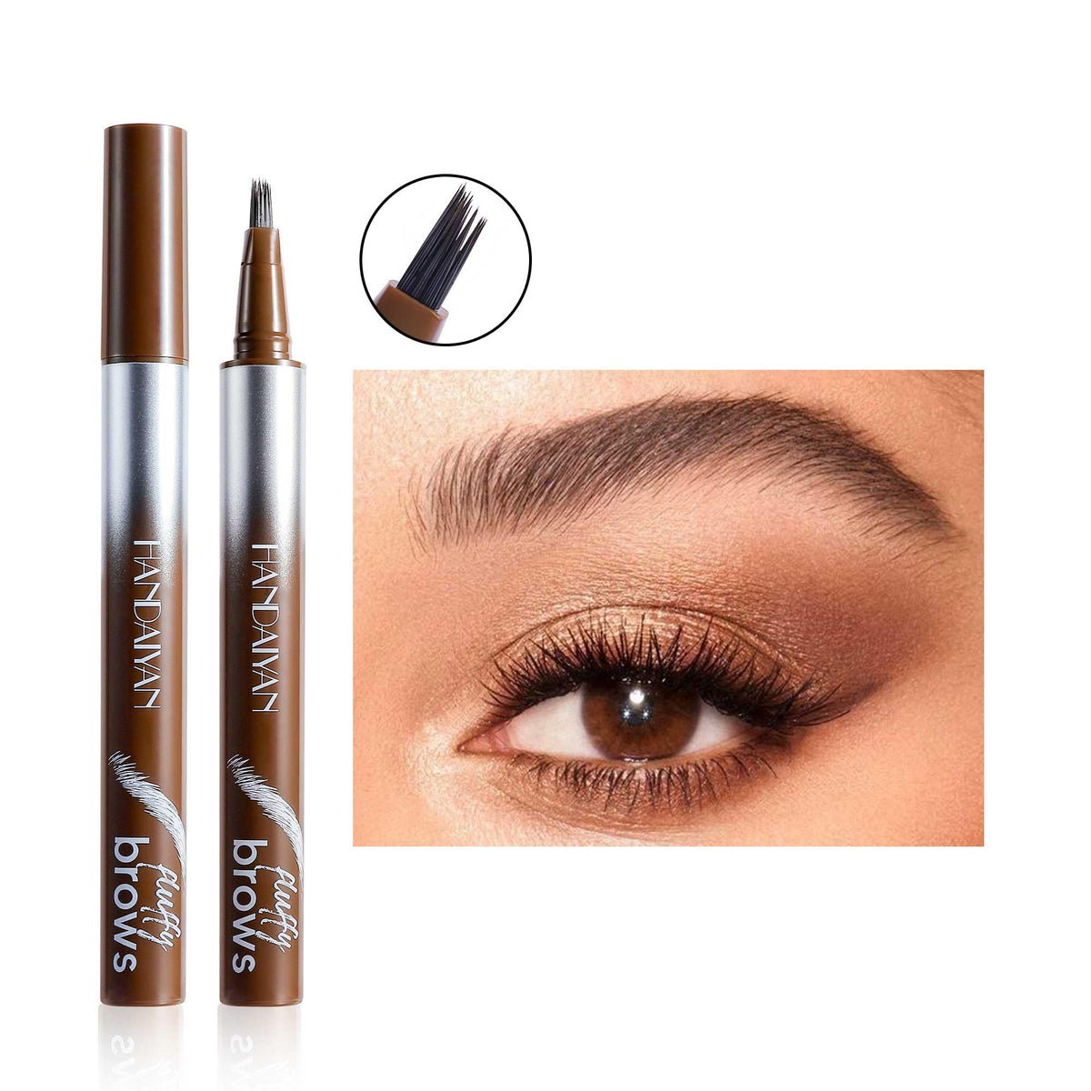 HQDA Magic Liquid Eyebrow Pen & Brow-Fection Angled Brush Eyebrow Pencil – Waterproof, Long-Lasting for Natural-Looking Full Brows (# 04)