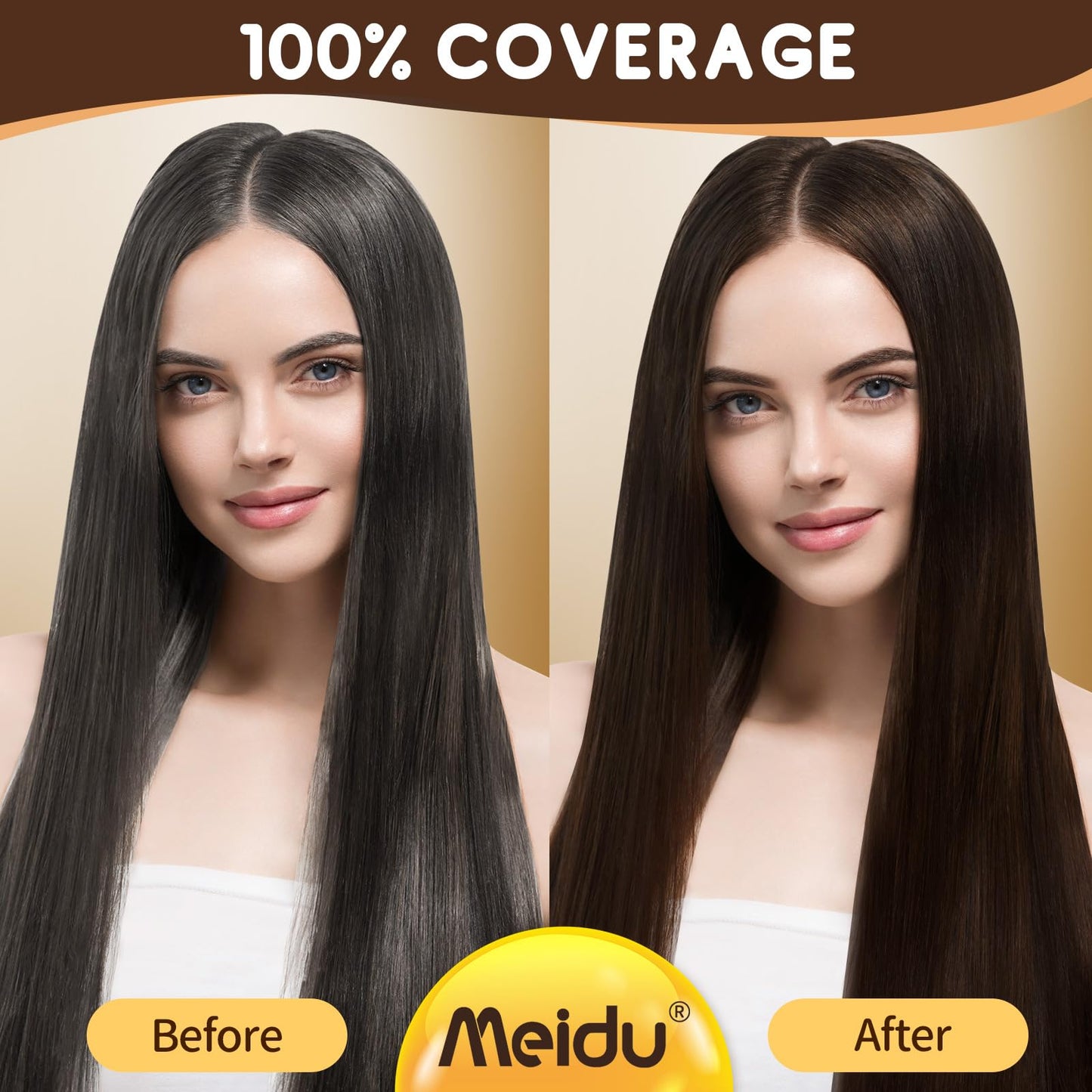 IIIMEIDU Black Hair dye Shampoo 3 in 1, Natural Hair Color Shampoo for Gray Hair, Herbal Hair Dye Shampoo for Women and Men 100% Grey Hair Coverage,350ml (Dark brown)