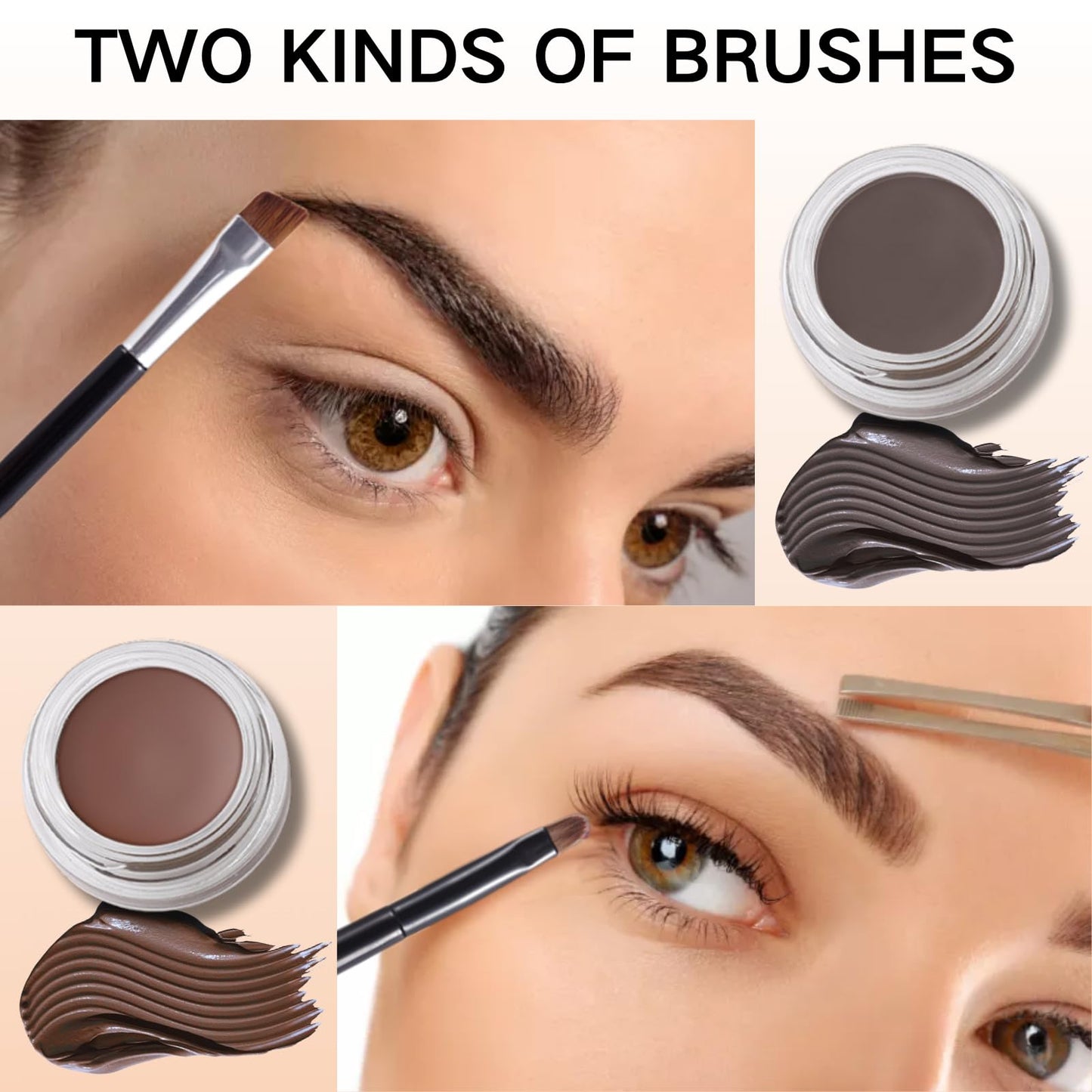 Waterproof Gel Eyeliner Set 2color,High-Intensity Pigments Eyebrow Colors Gel,Long Lasting Formula Liner EyelinerGel,Eye Makeup Set For Sensitive Eyes,With 2 Pack Eyeliner Brush And Brow Brush