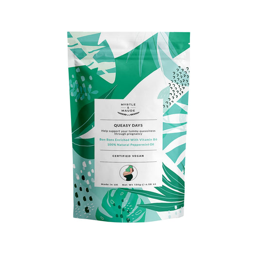 Myrtle & Maude - Queasy Days Vitamin B6 Bon Bons - Nausea Relief and Morning Sickness Support - Enriched with 100% Natural Peppermint Oil - All Natural - Certified Vegan (1 Pack)