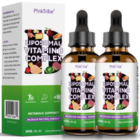 P!nkTribe Liposomal Vitamin B Complex Liquid Drops - 60ml, High Potency B Vitamin Supplement for Energy Support & Nervous System Health (Pack of 2)