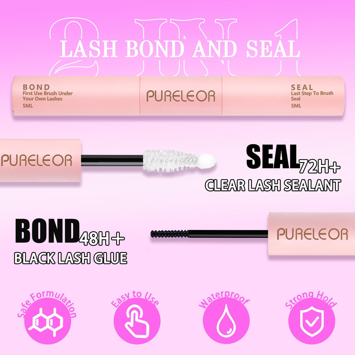 PURELEOR Cluster Lashes Kit Including Bond and Seal DIY Individual Eyelashes Extensions Set