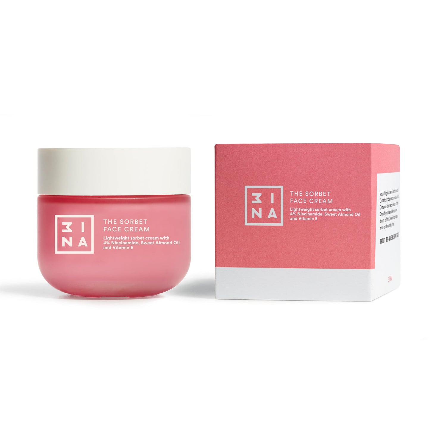 3INA MAKEUP - The Sorbet Face Cream - Moisturising Cream with Niacinamide - Face Cream Smoothing with Olive Oil & Sweet Almond Oil - Day and Night Face Cream for All Skin Types - Vegan - Cruelty Free